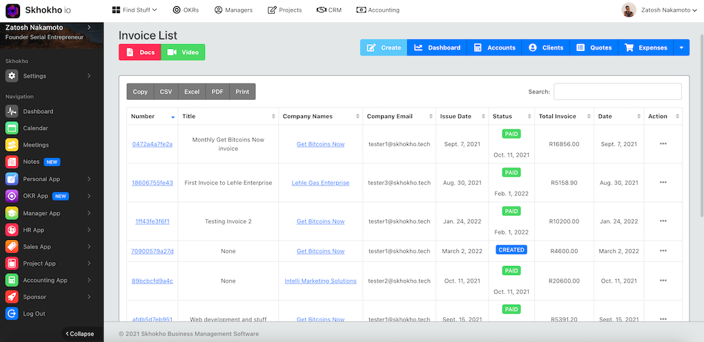 Client records best practice track invoices