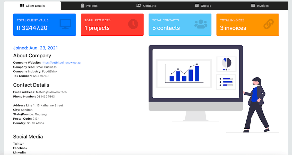 CRM Client Profile Page