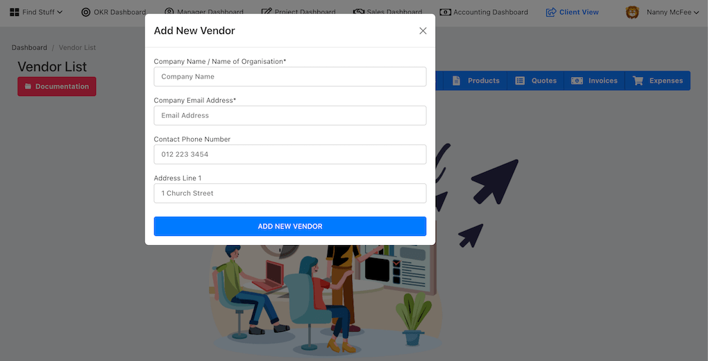 Accounting Add New Vendor