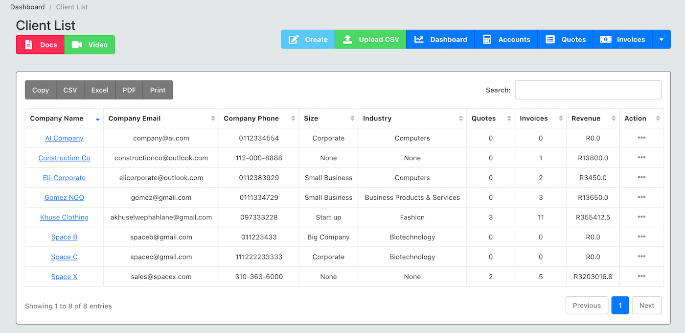 Accounting Software Client List