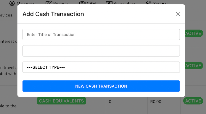 Add new transaction to account