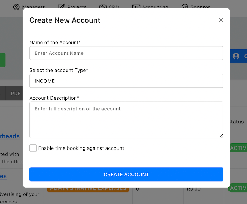 Create new Business Account