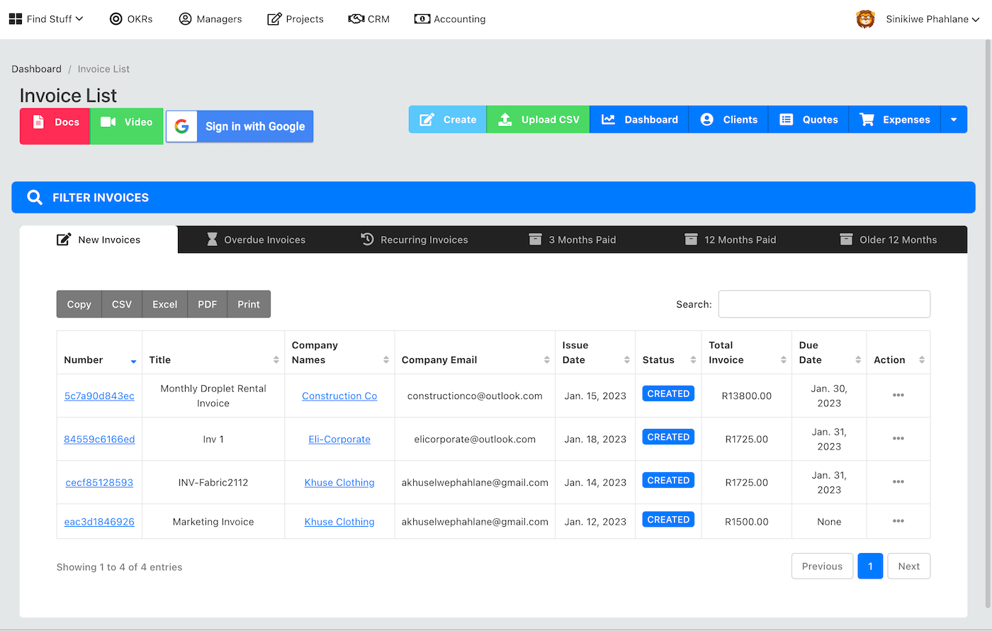 invoice List