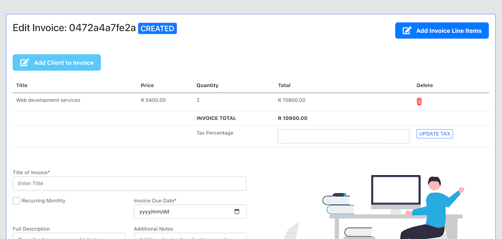 More of the Invoice form