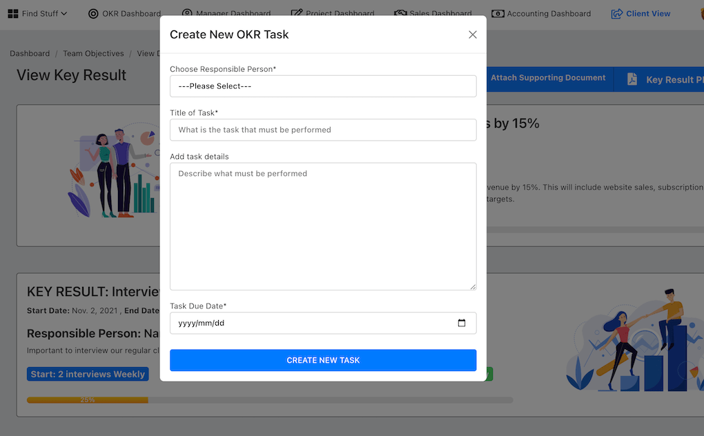 Create supporting task for Key Result