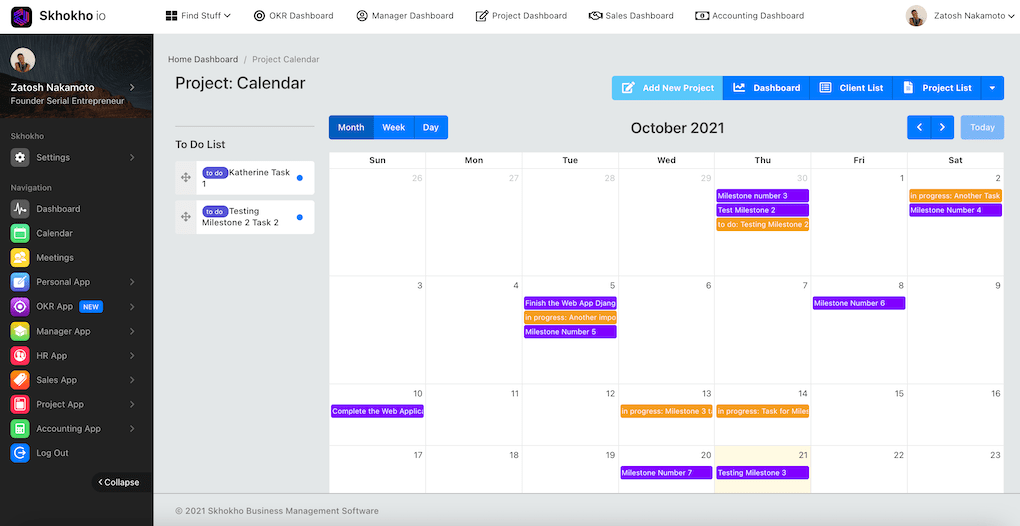 Project Software Calendar View