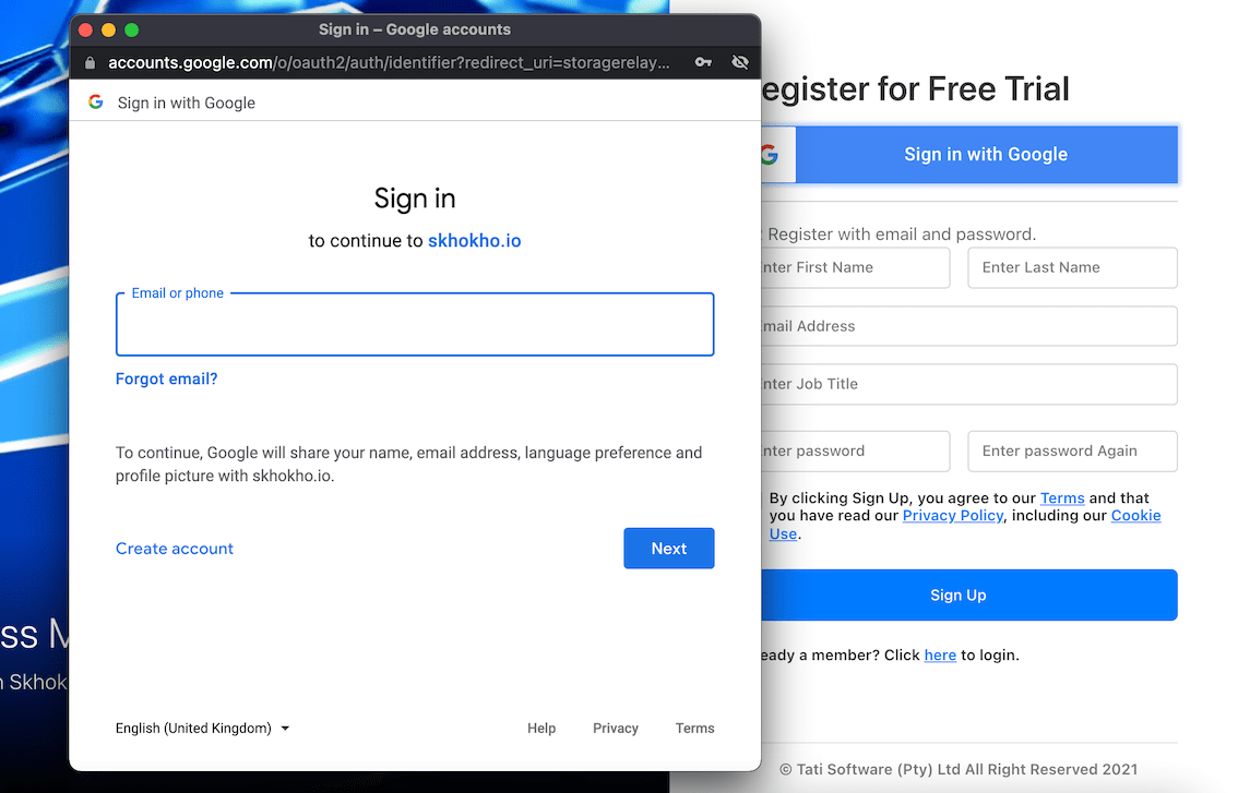 Register with Google