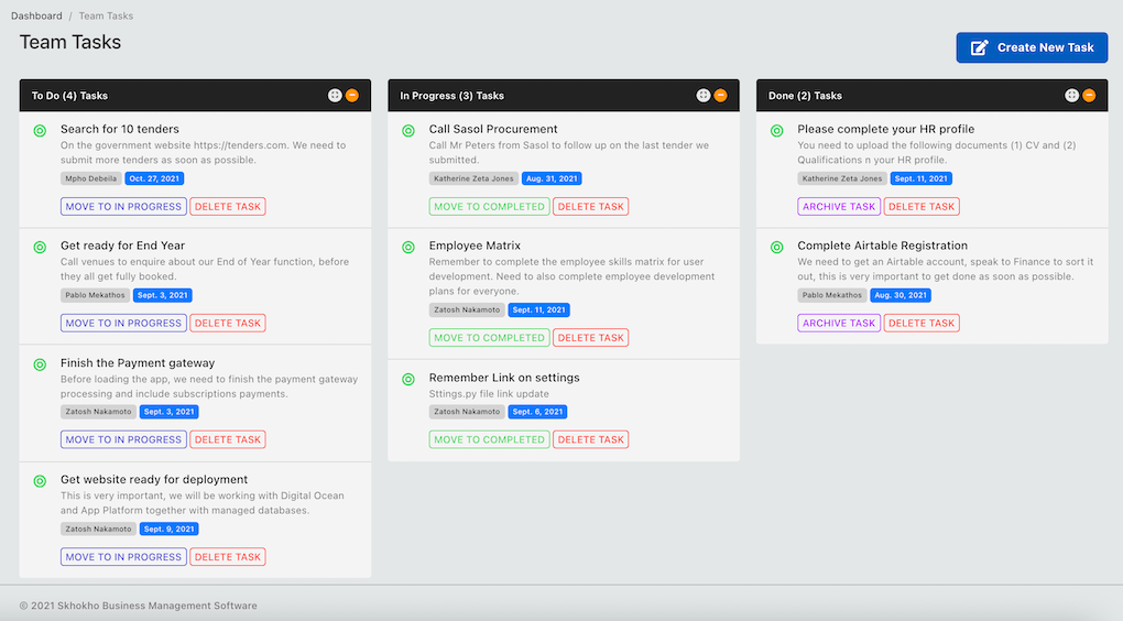 Team Tasks