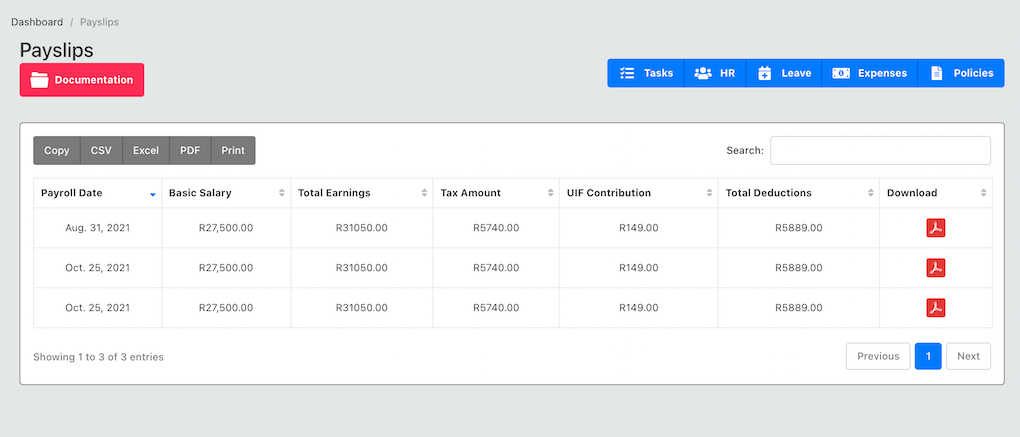 View Personal Payslips